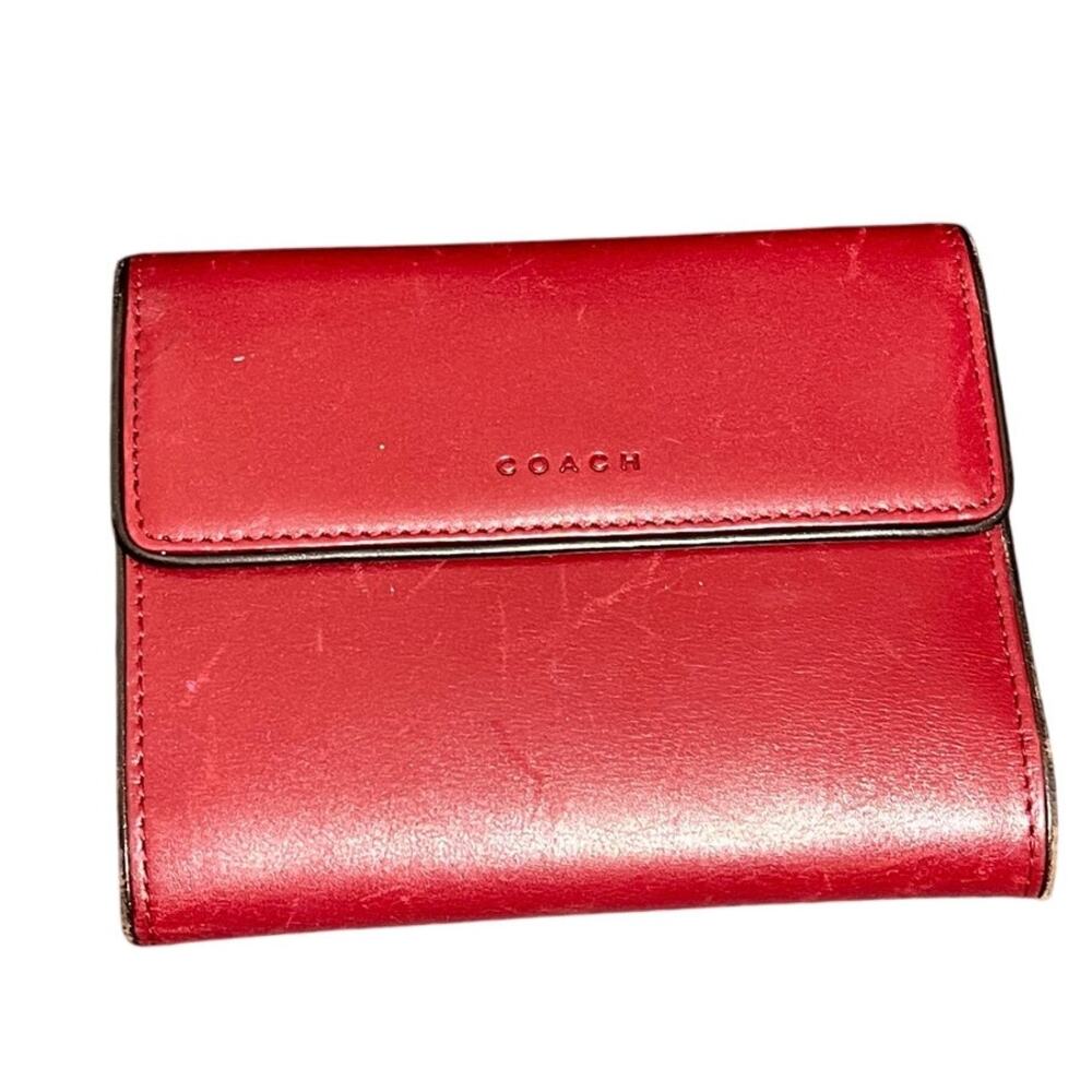 Coach Vintage All‎ Leather Women’s Red Wine Color Wallet Card Holder